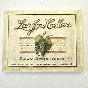 Langford Cellars Plaque Wine Grapes 4.5”x6” Plaque Kitchen Wine Bar Decor‎
